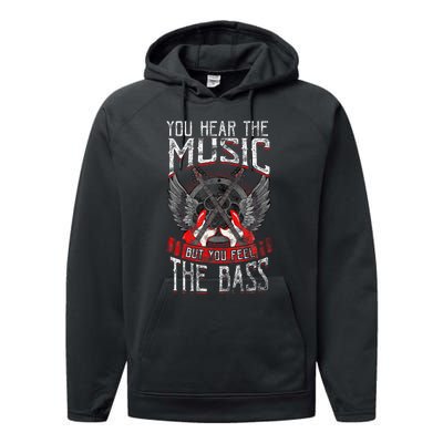 Hear The Music Feel The Bass Player Bassist Guitarist Gift Performance Fleece Hoodie