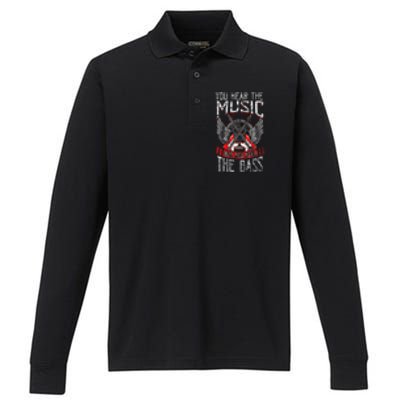 Hear The Music Feel The Bass Player Bassist Guitarist Gift Performance Long Sleeve Polo