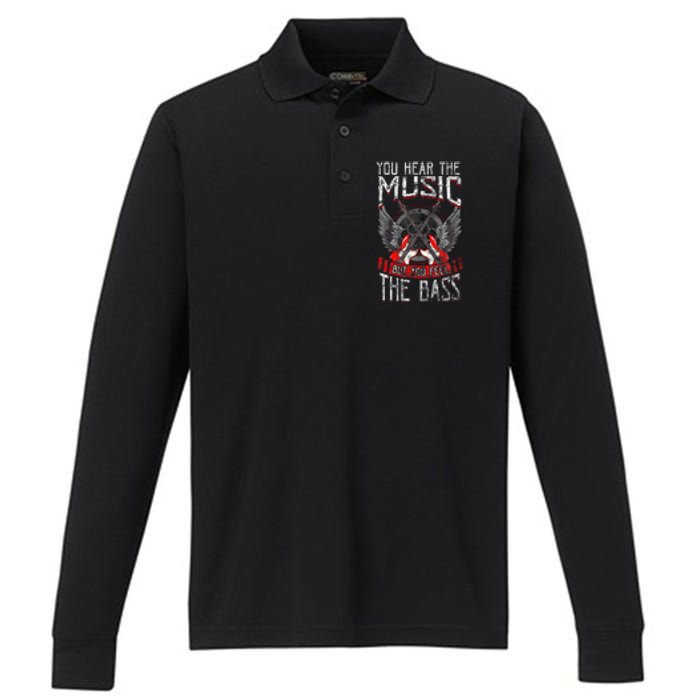 Hear The Music Feel The Bass Player Bassist Guitarist Gift Performance Long Sleeve Polo