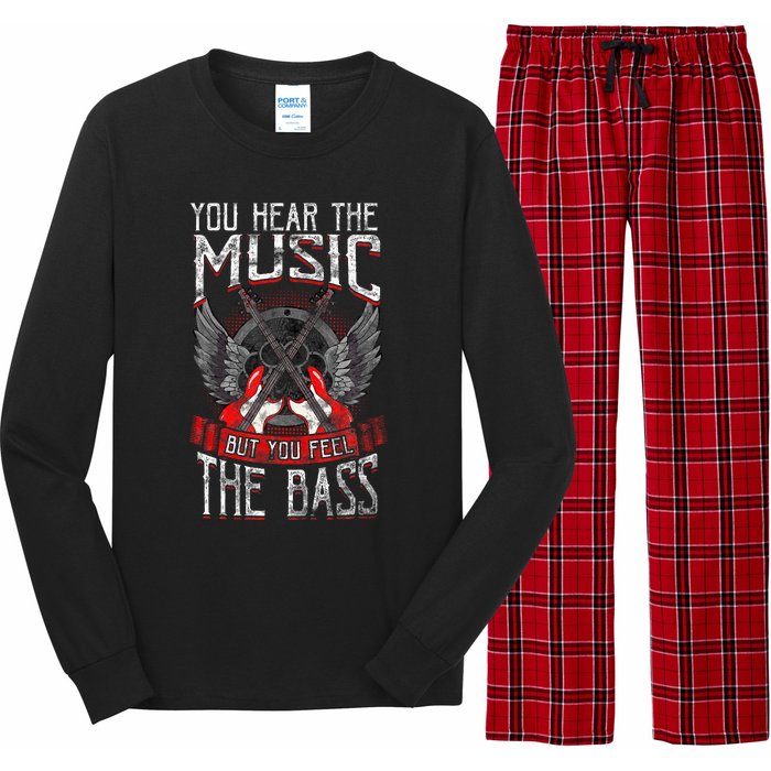 Hear The Music Feel The Bass Player Bassist Guitarist Gift Long Sleeve Pajama Set