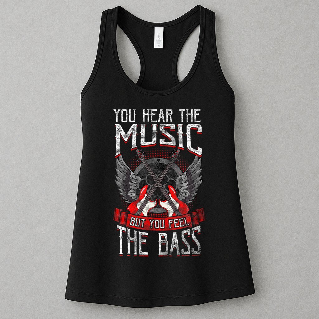 Hear The Music Feel The Bass Player Bassist Guitarist Gift Womens Tank Top