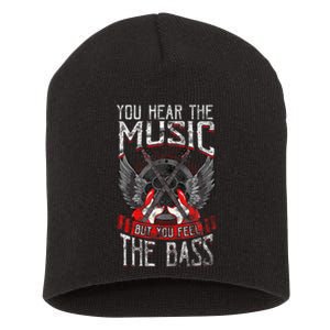 Hear The Music Feel The Bass Player Bassist Guitarist Gift Short Acrylic Beanie