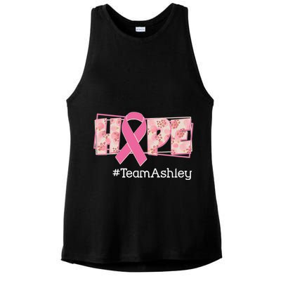 Hope Team Name Custom Breast Cancer Awareness Ladies PosiCharge Tri-Blend Wicking Tank