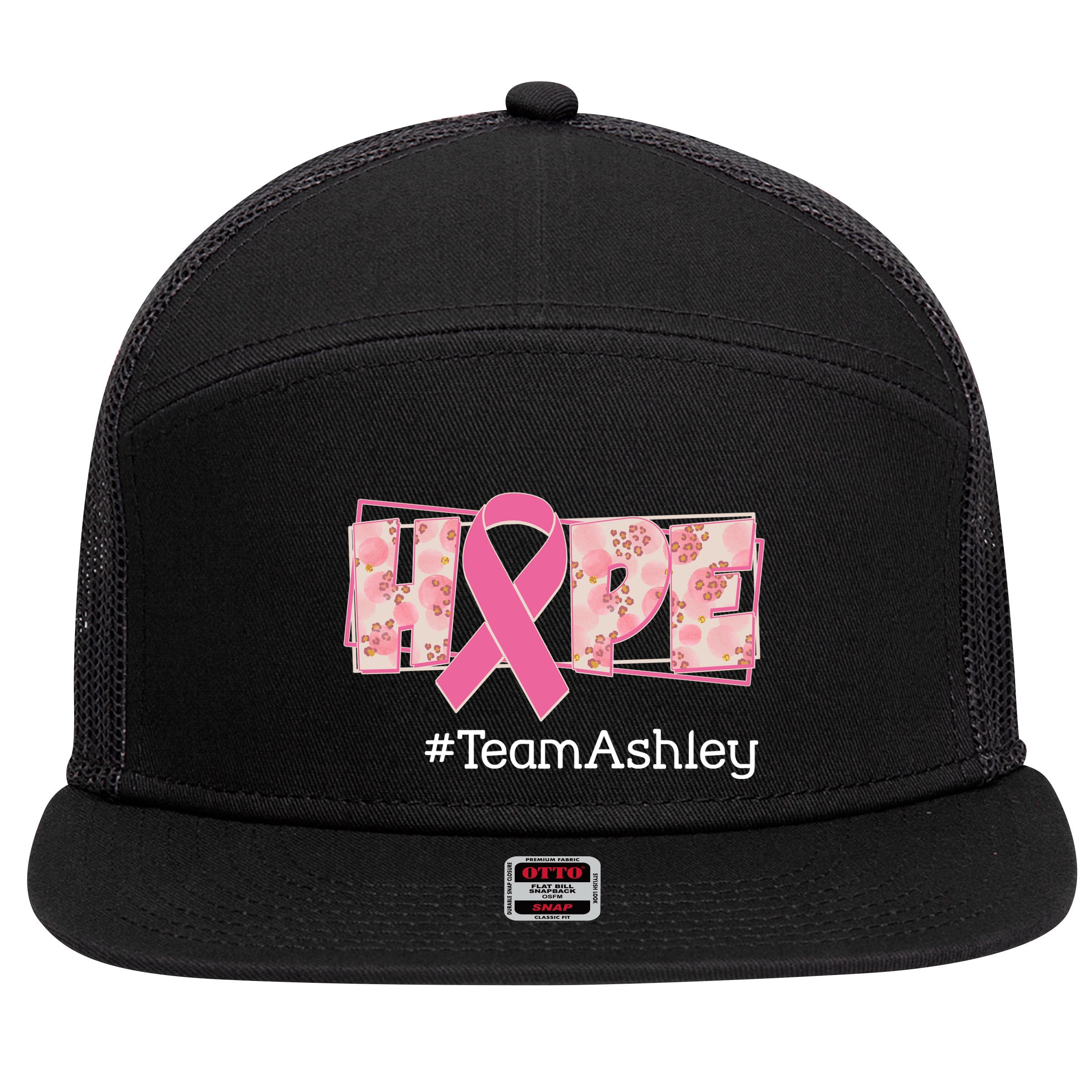 Hope Team Name Custom Breast Cancer Awareness 7 Panel Mesh Trucker Snapback Hat