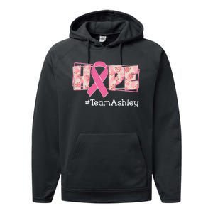 Hope Team Name Custom Breast Cancer Awareness Performance Fleece Hoodie