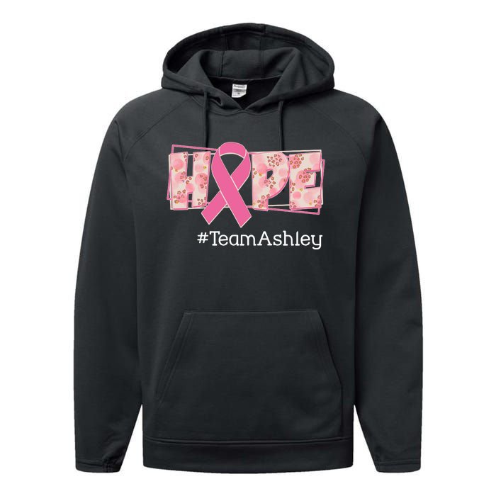 Hope Team Name Custom Breast Cancer Awareness Performance Fleece Hoodie