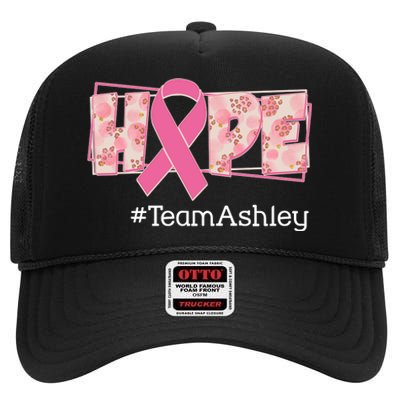 Hope Team Name Custom Breast Cancer Awareness High Crown Mesh Back Trucker Hat