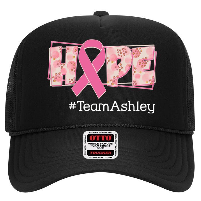 Hope Team Name Custom Breast Cancer Awareness High Crown Mesh Back Trucker Hat