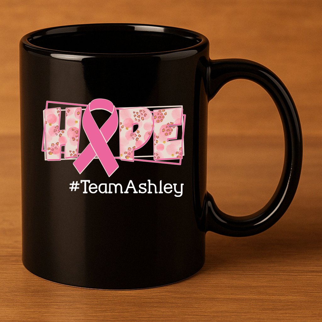 Hope Team Name Custom Breast Cancer Awareness 11oz C Handle Ceramic Mug