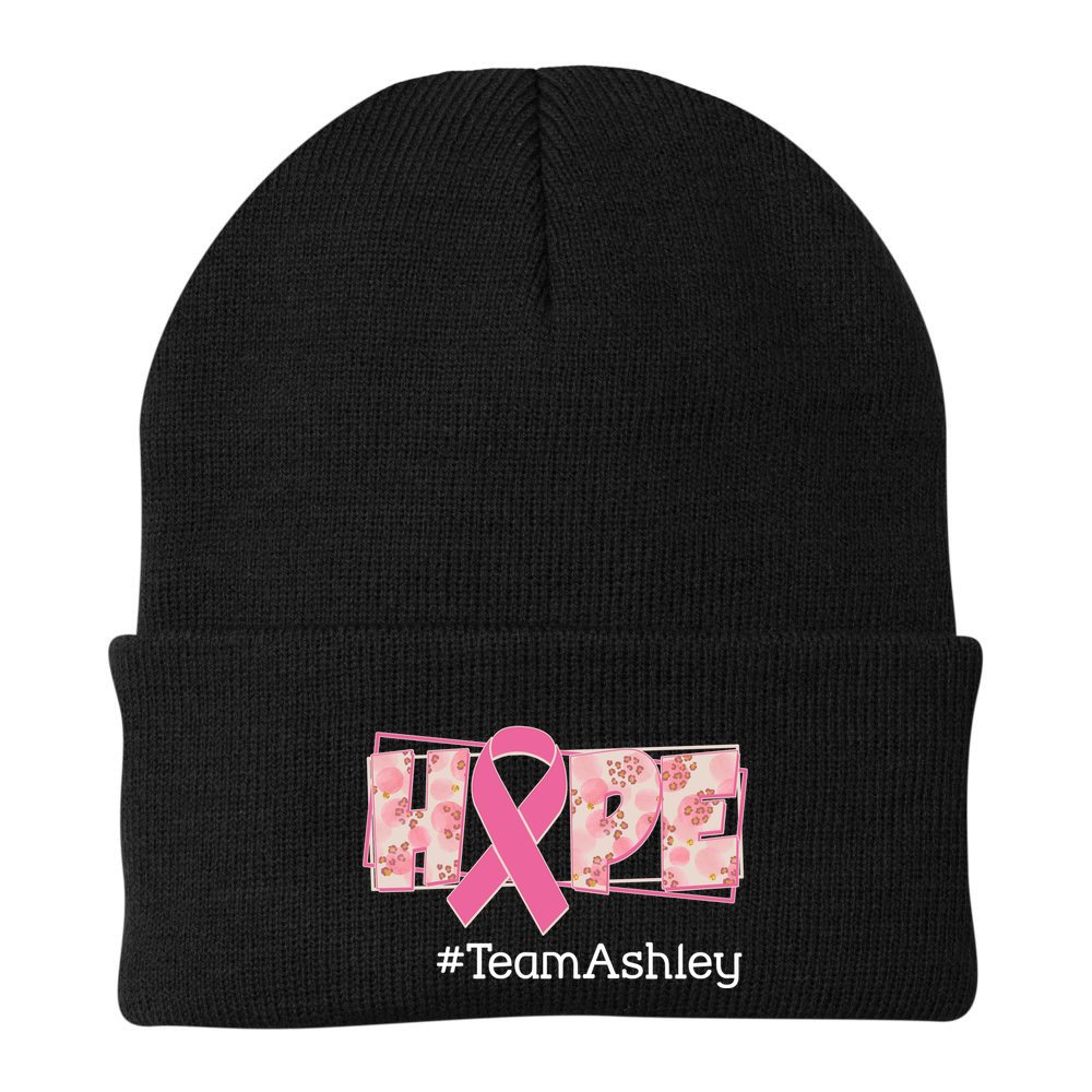 Hope Team Name Custom Breast Cancer Awareness Beanie