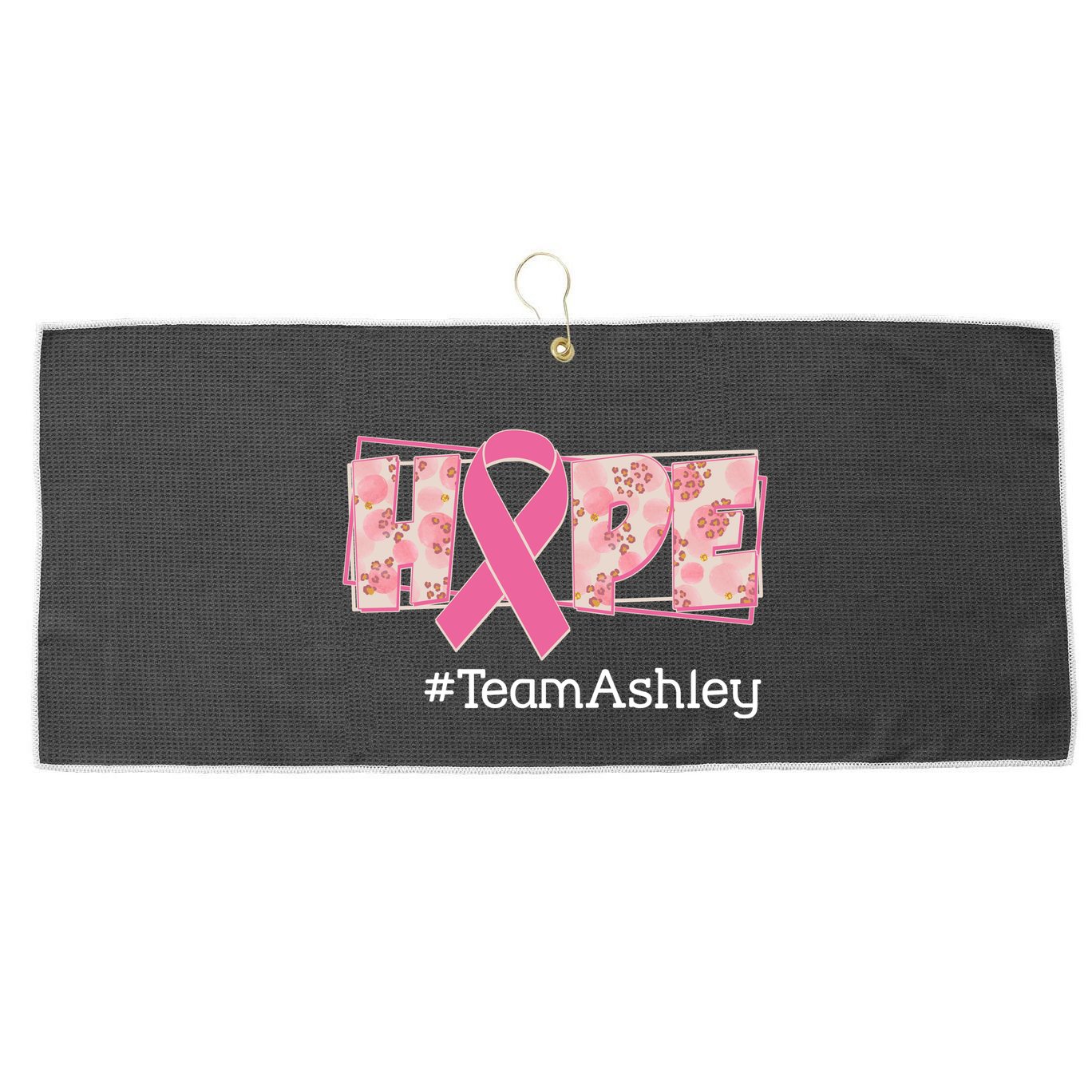 Hope Team Name Custom Breast Cancer Awareness Large Microfiber Waffle Golf Towel