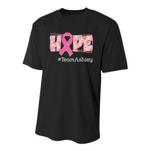 Hope Team Name Custom Breast Cancer Awareness Youth Performance Sprint T-Shirt