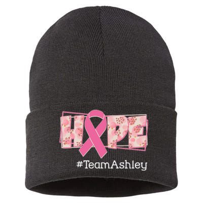 Hope Team Name Custom Breast Cancer Awareness Sustainable Knit Beanie