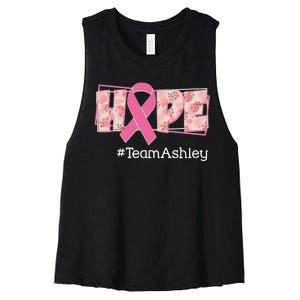 Hope Team Name Custom Breast Cancer Awareness Women's Racerback Cropped Tank