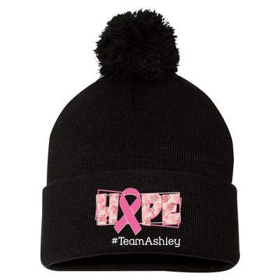 Hope Team Name Custom Breast Cancer Awareness Pom Pom 12in Knit Beanie