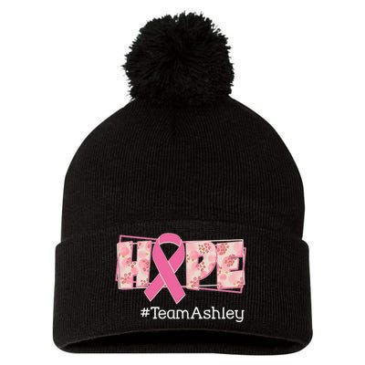 Hope Team Name Custom Breast Cancer Awareness Pom Pom 12in Knit Beanie