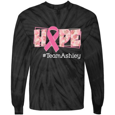 Hope Team Name Custom Breast Cancer Awareness Tie-Dye Long Sleeve Shirt