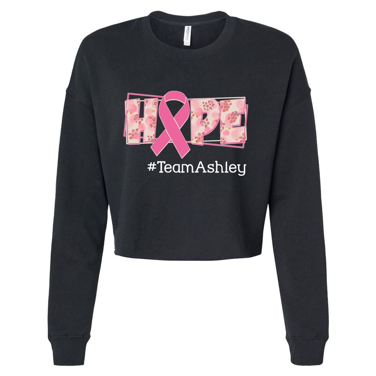 Hope Team Name Custom Breast Cancer Awareness Cropped Pullover Crew