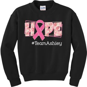 Hope Team Name Custom Breast Cancer Awareness Kids Sweatshirt