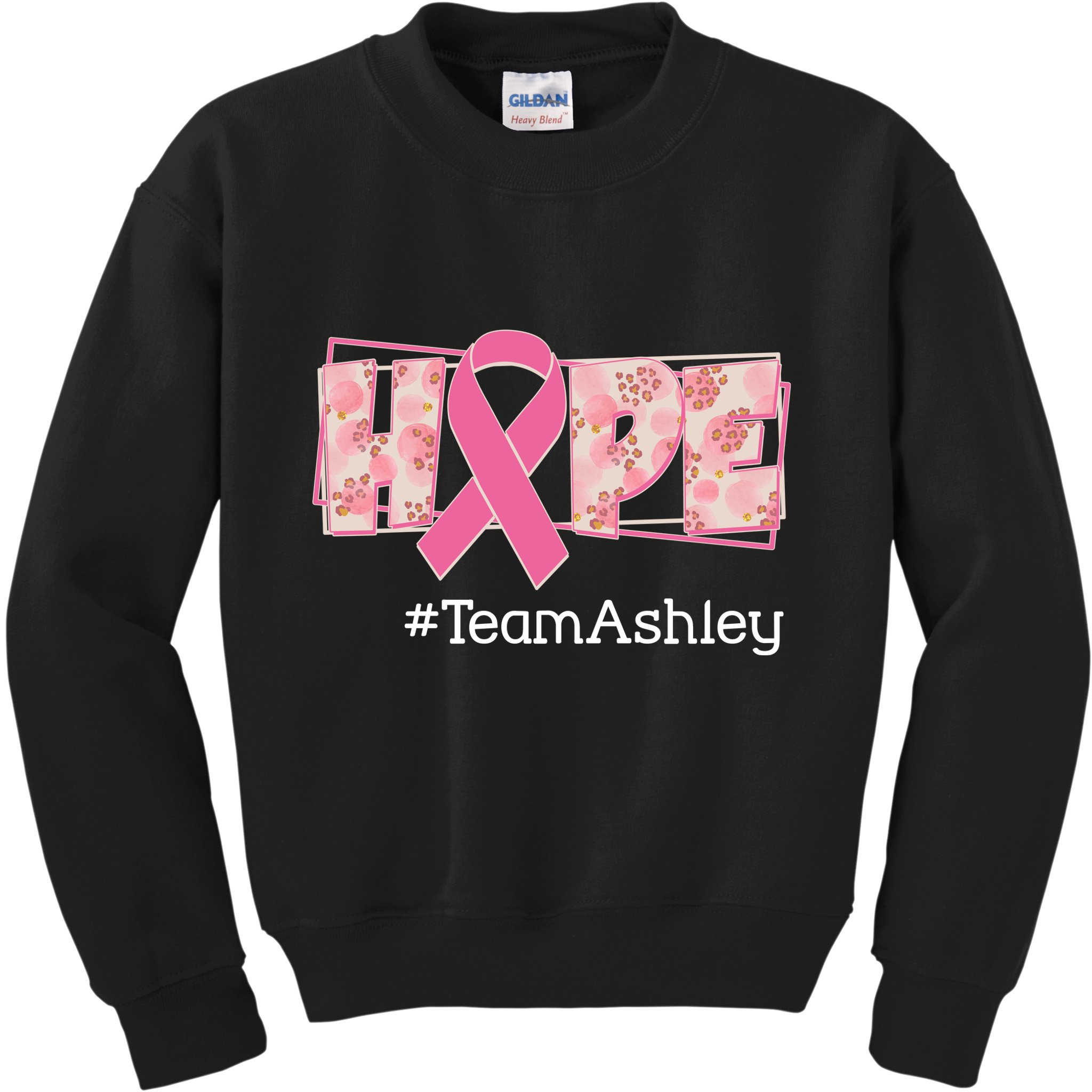 Hope Team Name Custom Breast Cancer Awareness Kids Sweatshirt