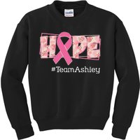 Hope Team Name Custom Breast Cancer Awareness Kids Sweatshirt