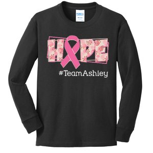 Hope Team Name Custom Breast Cancer Awareness Kids Long Sleeve Shirt