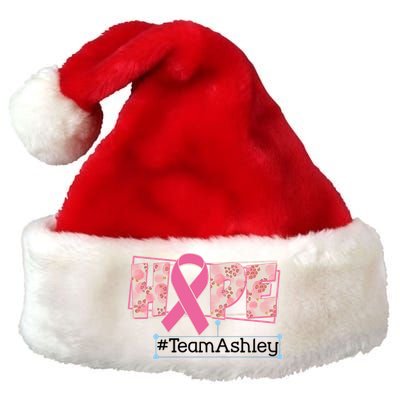 Hope Team Name Custom Breast Cancer Awareness Premium Christmas Santa Hat