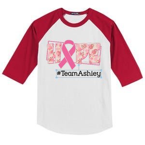 Hope Team Name Custom Breast Cancer Awareness Kids Colorblock Raglan Jersey