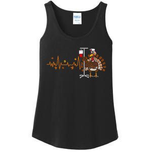 Heartbeat Turkey Nurse Thanksgiving Scrub Ladies Essential Tank