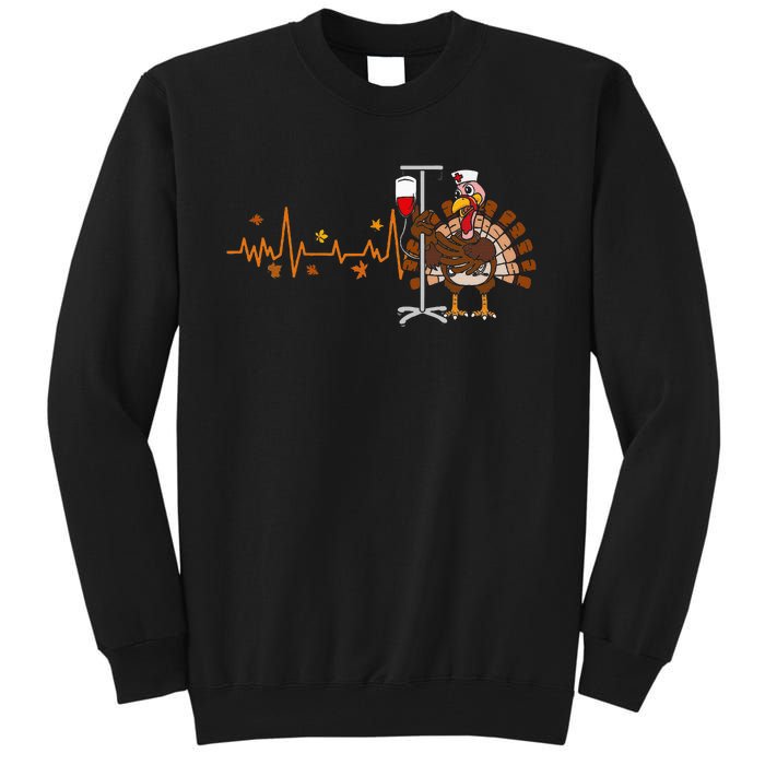 Heartbeat Turkey Nurse Thanksgiving Scrub Tall Sweatshirt