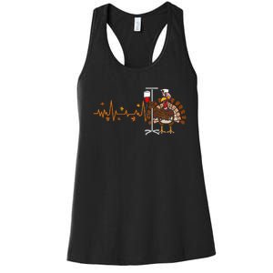 Heartbeat Turkey Nurse Thanksgiving Scrub Women's Racerback Tank