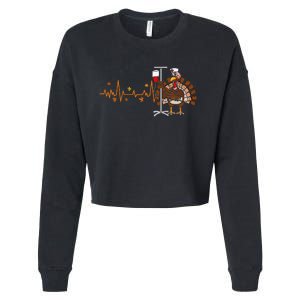 Heartbeat Turkey Nurse Thanksgiving Scrub Cropped Pullover Crew