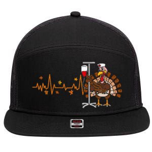 Heartbeat Turkey Nurse Thanksgiving  Fall RN ICU ER 7 Panel Mesh Trucker Snapback Hat