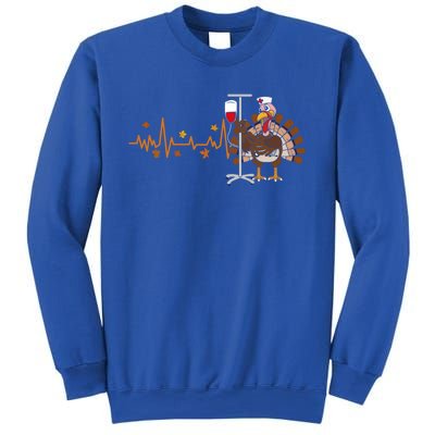 Heartbeat Turkey Nurse Thanksgiving Scrub Top With Graphic Design Great Gift Sweatshirt