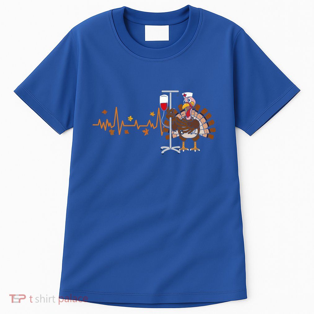 Heartbeat Turkey Nurse Thanksgiving Scrub Top With Graphic Design Great Gift Tall T-Shirt
