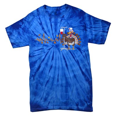 Heartbeat Turkey Nurse Thanksgiving Scrub Top With Graphic Design Great Gift Tie-Dye T-Shirt