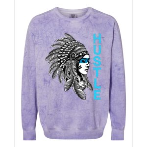 Hustle Tee Native American Indian Girl Rap Lover Christmas Colorblast Crewneck Sweatshirt