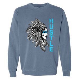 Hustle Tee Native American Indian Girl Rap Lover Christmas Garment-Dyed Sweatshirt