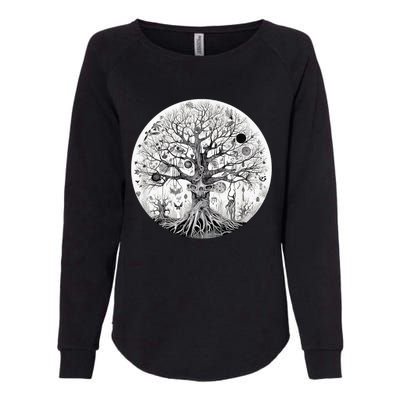 Haunted Tree of Life Spooky Graphic Art Skulls Gothic Tree Womens California Wash Sweatshirt