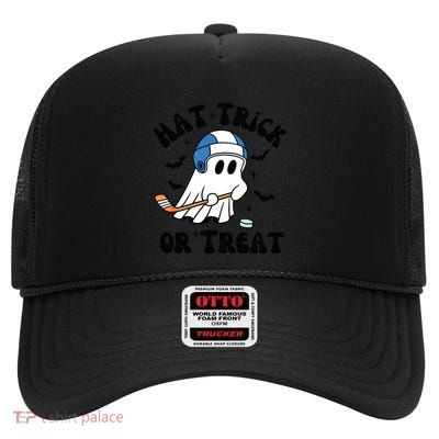 Hat Trick Or Treat Hilarious Hockey Halloween Family High Crown Mesh Back Trucker Hat