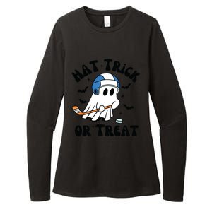 Hat Trick Or Treat Hilarious Hockey Halloween Family Womens CVC Long Sleeve Shirt