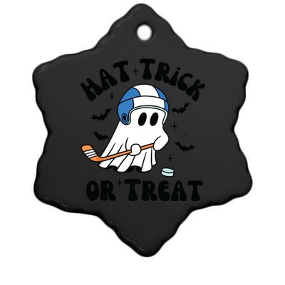 Hat Trick Or Treat Hilarious Hockey Halloween Family Ceramic Star Ornament