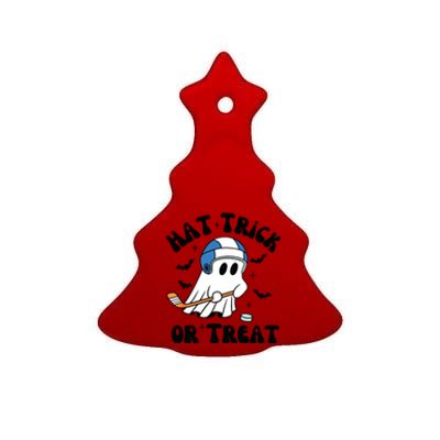 Hat Trick Or Treat Hilarious Hockey Halloween Family Ceramic Tree Ornament