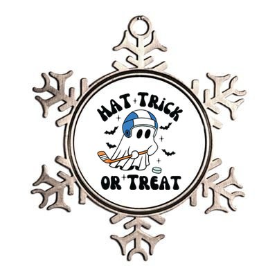 Hat Trick Or Treat Hilarious Hockey Halloween Family Metallic Star Ornament