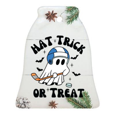 Hat Trick Or Treat Hilarious Hockey Halloween Family Ceramic Bell Ornament