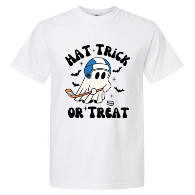 Hat Trick Or Treat Hilarious Hockey Halloween Family Garment-Dyed Heavyweight T-Shirt