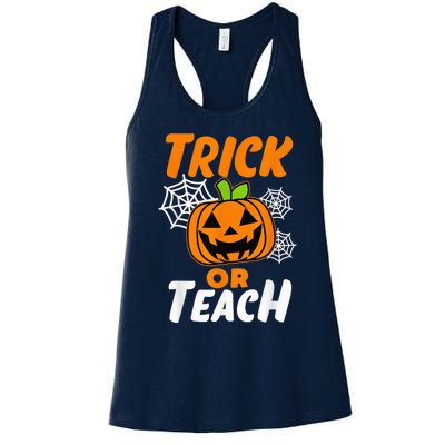 Halloween Trick or Teach Pumpkin Teacher Women's Racerback Tank