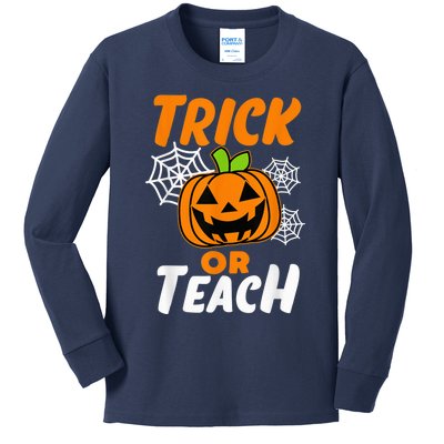 Halloween Trick or Teach Pumpkin Teacher Kids Long Sleeve Shirt