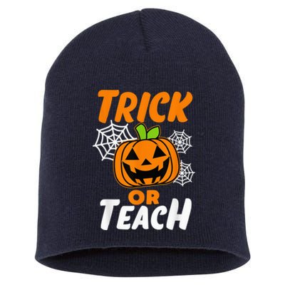 Halloween Trick or Teach Pumpkin Teacher Short Acrylic Beanie