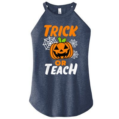 Halloween Trick or Teach Pumpkin Teacher Women’s Perfect Tri Rocker Tank